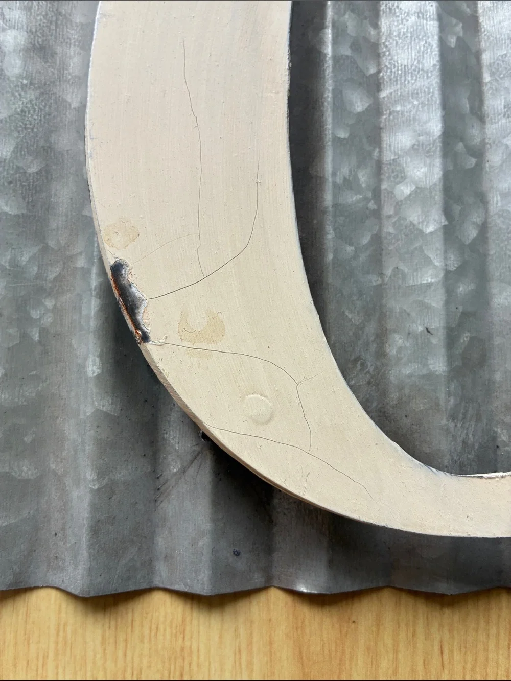 10” sq. Distressed Farmhouse Rustic Cream Letter O Wall Decor